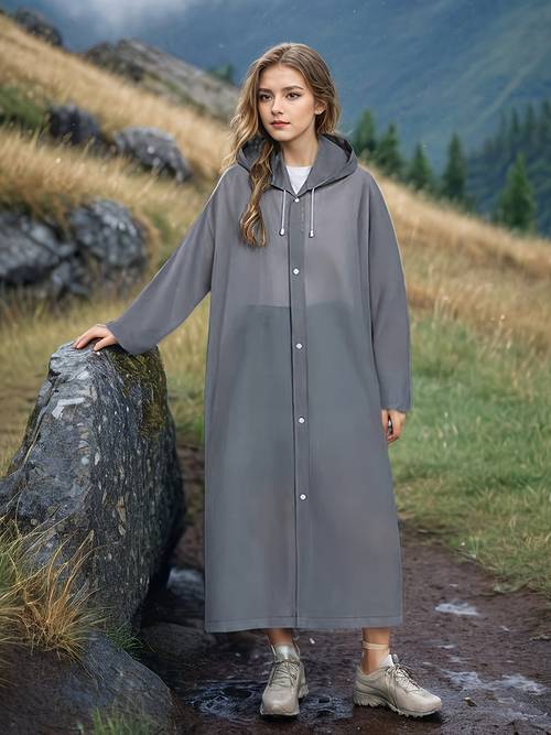 impermeable para , 1 pieza, tela gruesa de eva calidad, con capucha y puños elásticos, impermeable de cuerpo completo no desechable y práctico, de guardar y llevar, para hombres y mujeres
