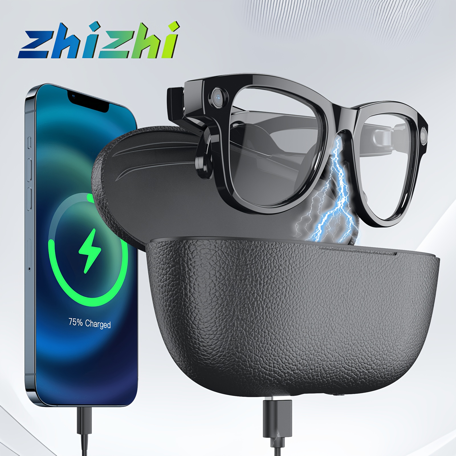 Lunettes intelligentes Zhizhi AI avec caméra haute définition 4K, enregistrement vidéo, interprétation simultanée GPT/recognition d'objets, lunettes intelligentes AI avec caméra et audio pour hommes et femmes Chatgpt