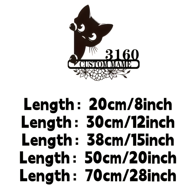 TEMU [2d Flat] Personalized Doorplate/cat Themed Doorplate - Digital And Pet Themed Address Plate, Suitable For Home, Garden, And Christmas Gifts