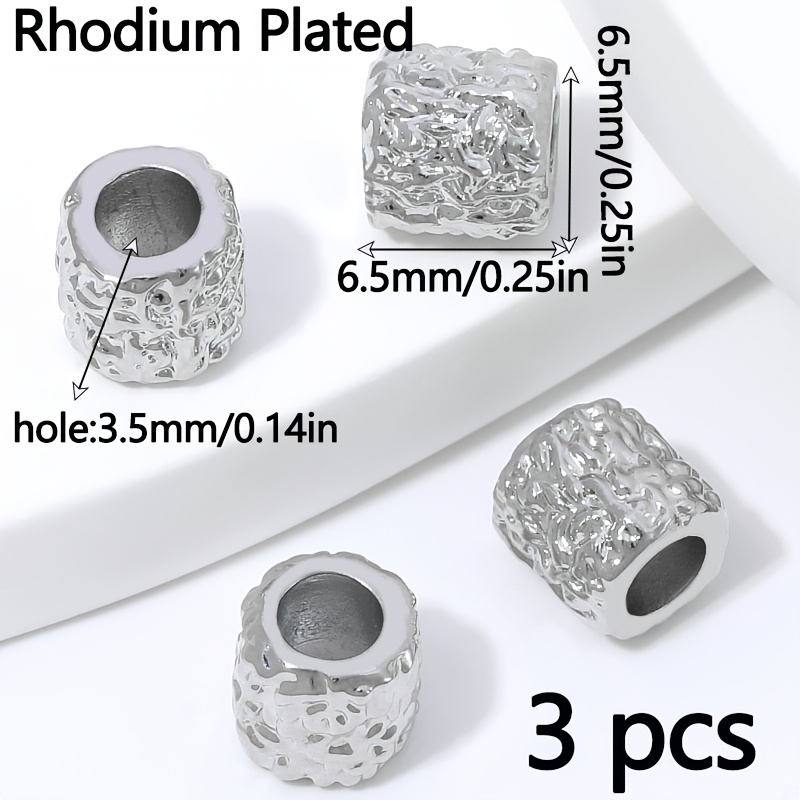 TEMU 3 piezas de cuentas espaciadoras redondas texturizadas de latón chapado en oro de de 6.5 mm para hacer pulseras, separadores de cuentas,