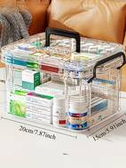 1pc large capacity double layer medicine organizer box waterproof transparent storage with handle 9 25x6 69x3 74 inch multi compartment for visibility medication management doublelayer design plastic