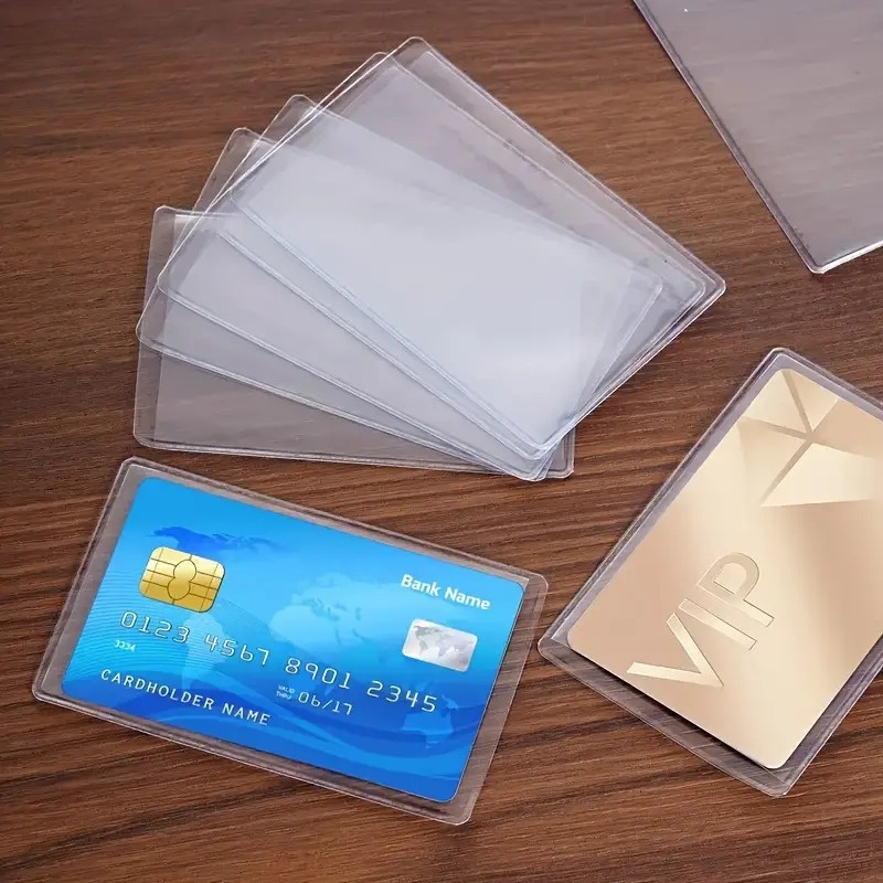 5pcs Frosted Transparent Pvc Card Sleeves - Waterproof, Anti-magnetic Protector For Credit Cards, Memberships & More Applicable To All Cards, Business Card Holder