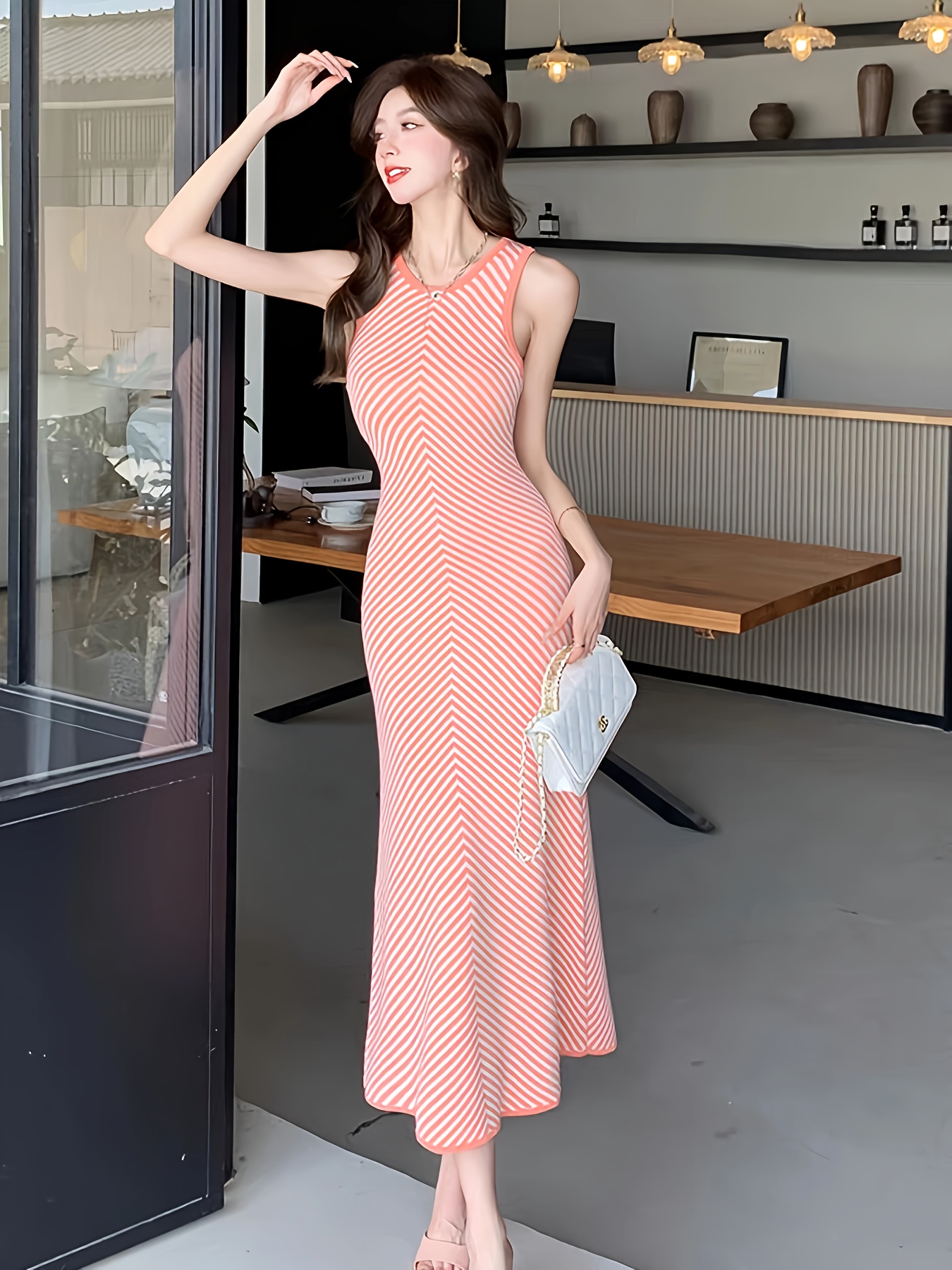 korean chic end round neck striped color - Temu Mauritius