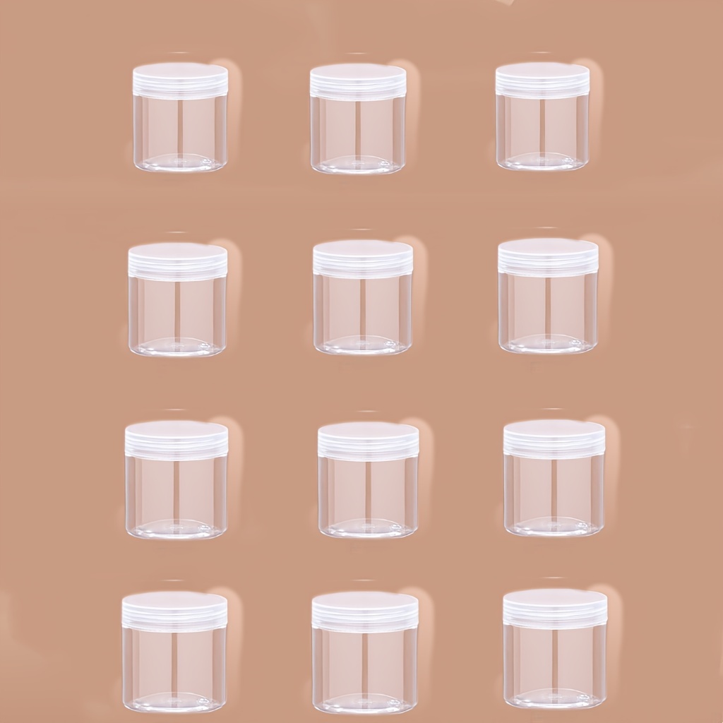 TEMU 12st 150ml/200ml/300ml Doorzichtige Plastic Potten met Transparante/Witte Deksel - Perfect voor het van Lotion, Crème, Cosmetica, Suikerscrub,