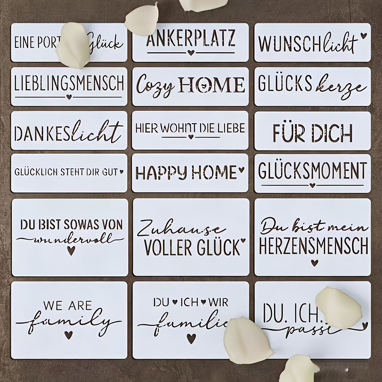 TEMU 18 Reusable Slogan Painting Templates, A Set Of Text Templates Suitable For Fabrics, Stickers, Decorations, Candle Embellishments, Transfer