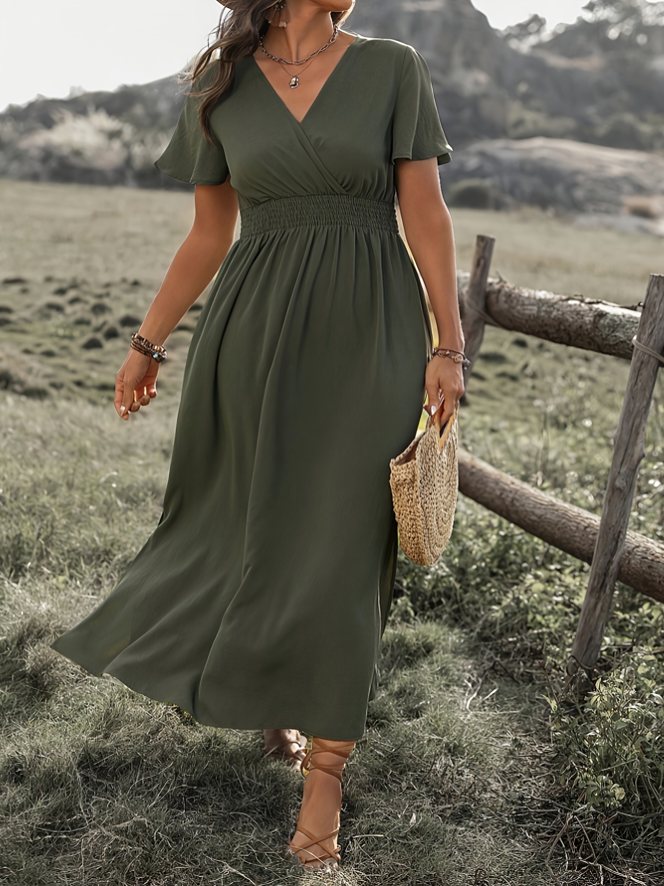 Casual Olive Knit Dress Women's Slip Dress Olive Green Delicate Feminine  Straps And
