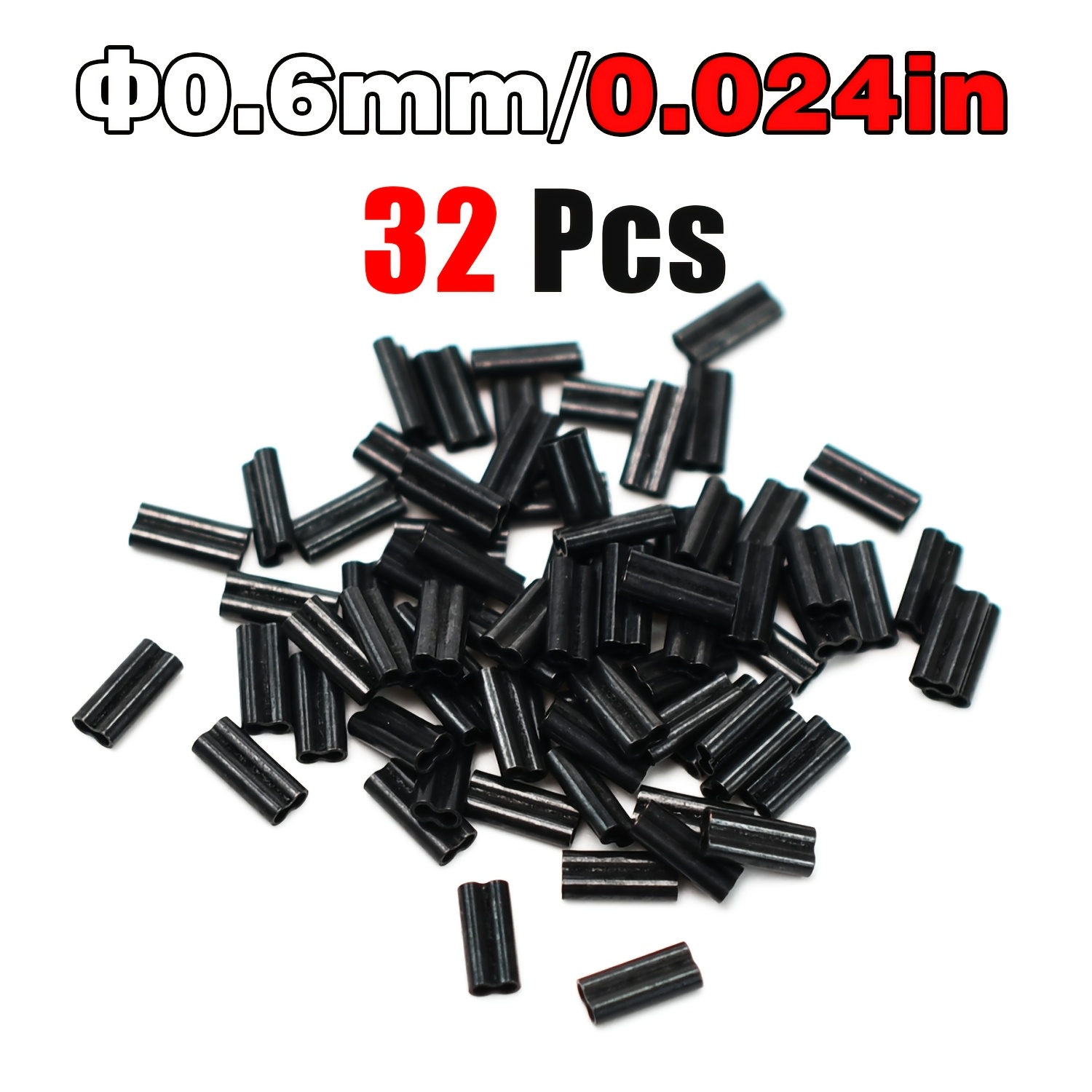 TEMU 32 stuks/Zak Dubbele Koperen Buis Vissersaccessoires 0,5mm/0,6mm/0,7mm Diameter Krimp Koperen Buizen