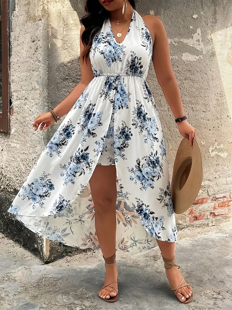womens plus dress shorts Unique Vintage Plus Size Blue Gingham High Waist Shorts