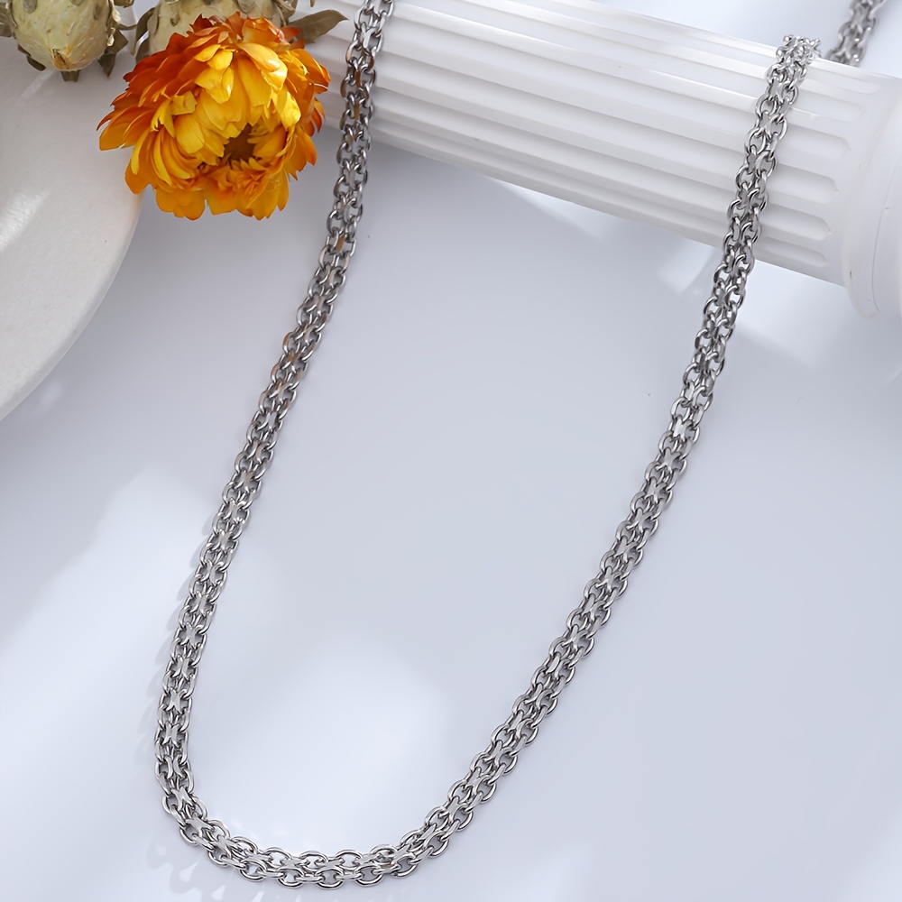 Men's 304 Stainless Steel Double Chunky Chain Necklace