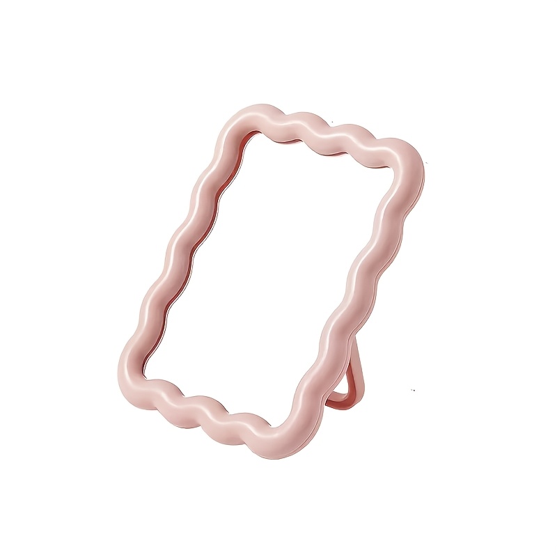 TEMU 1pc Portable Wave-shaped Makeup Mirror - Floral Shape With Polished Plastic Frame - Compact And User-friendly, Ideal For Makeup And Travel,