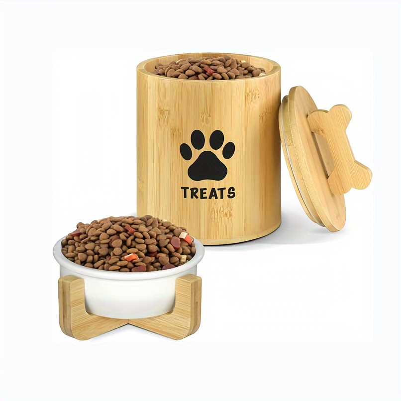 

Dog Treat Container Set, Dog Treat Jar With Airtight Sealing Lid, Cat Dog Treat Canister Bowl Set, 3 Pcs Pet Treat Jar, Bowl, Stand, Gift For Dog Cat Owner