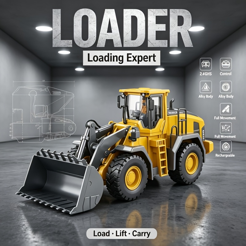 TEMU Excavator Set, Rc Dump Truck The Site The Dir, 2.4ghz Remote Control Construction Vehicle Set Toys, Alloy Material True Scale