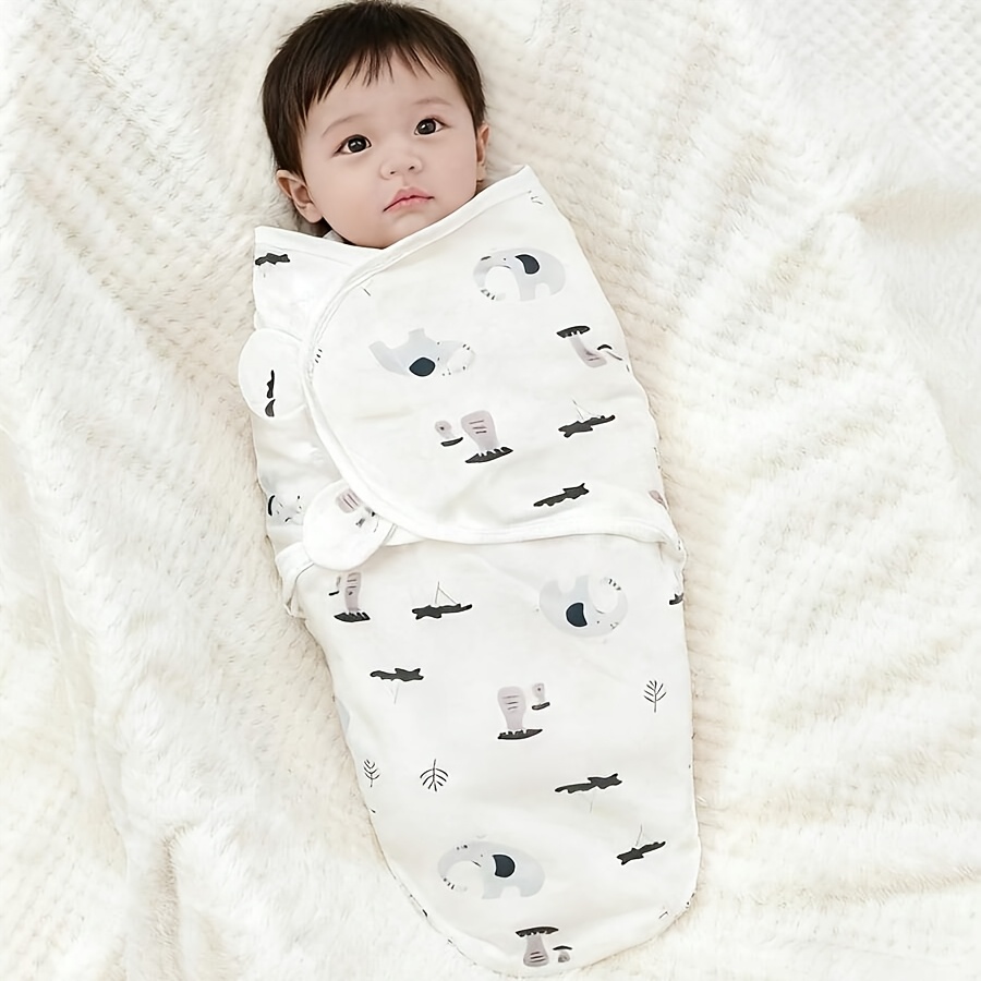 1pc Baby Swaddle Blanket, Adhesive Design 100% Polyester Fiber Material Soft And Skin-Friendly, Suitable for 0-2 Year Olds, Newborn Essential