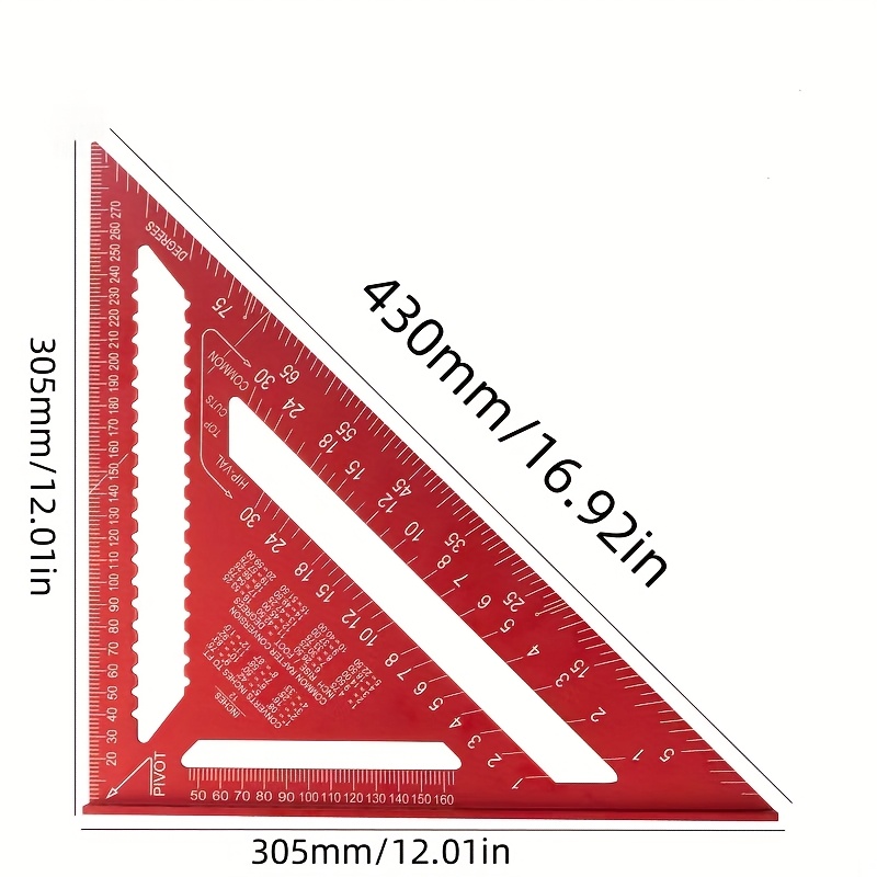7 inch precision aluminum carpenter square red triangular ruler with serrated edge for accurate measurements ideal for woodworking home renovation and design projects carpentry tools details 0