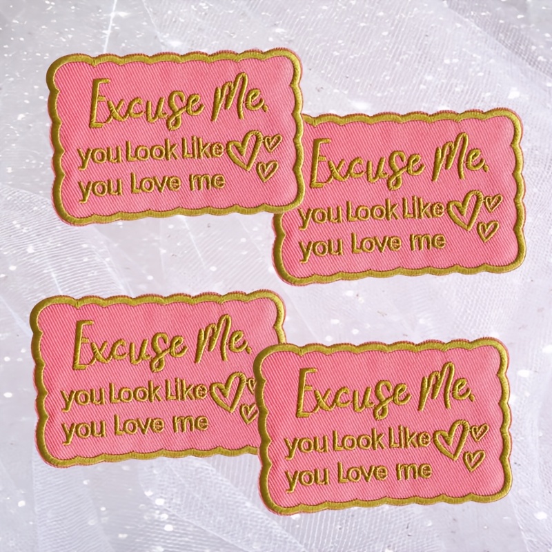 

4pcs " Me" English Letter Embroidery Cloth Patch Sticker, Iron-on Or Sewing Decal For Clothes, Hats, Bags, Diy Decorative Accessories