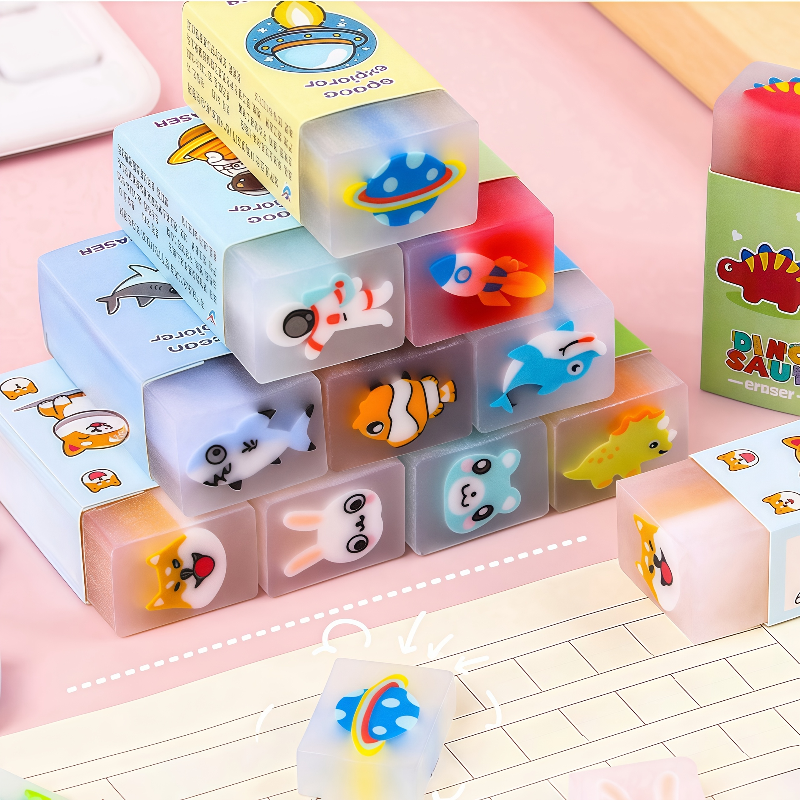 18Pcs Cute Oute Space Themed Eases Fo Kids Bulk, Kawaii