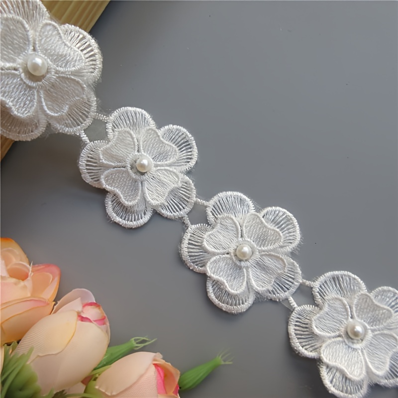 E-shop 10 Stück Blumen Perlen Spitze Herz Blume für Kleid Schleife Spitze Besatz Handarbeit Patchwork Nähzubehör Basteln