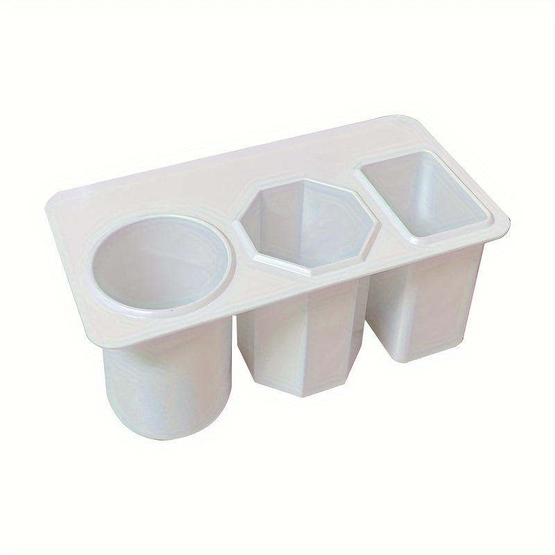 1pc Adhesive 3-compartment Desk Organizer With Sticky - No-drill Table Storage Box For Office,, Cubicle - Space- Multi-use Tray For Pens, Notebooks, Business Cards (students & Professionals)