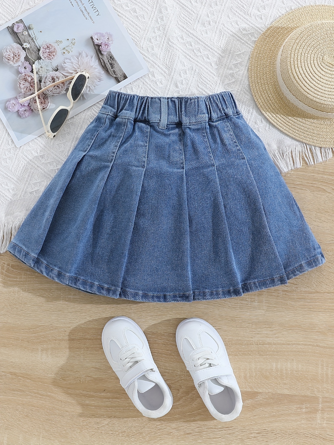 Clothing Pleated Denim Skirt Elastic Waist Sacai Pleated Belted