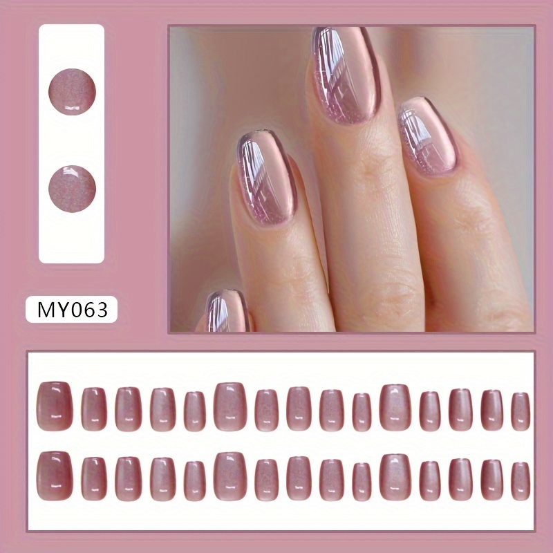 TEMU Cat Eye Press-on Nails Removable Luxurious Nail Sheets Easy Nail Solid Color Nail Patches