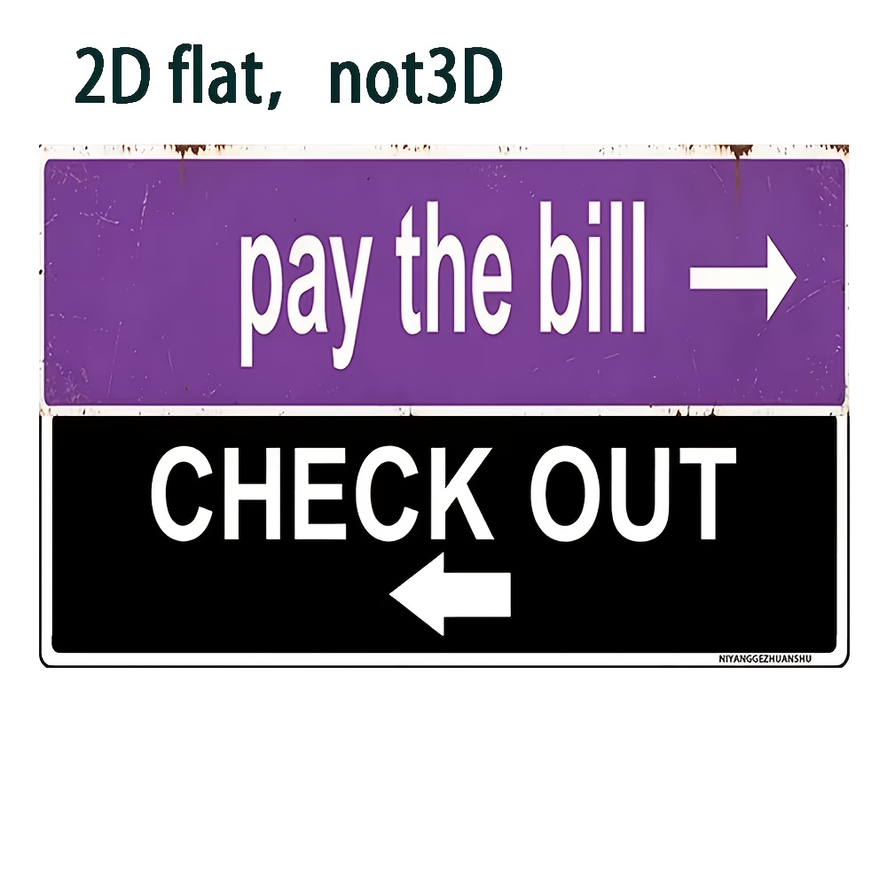 TEMU 2d Flat - 【2d Flat】 2d Flat - [2d Flat] 2pcs Vintage Pay Check Out Metal Sign Retro Distressed Purple Black Double Sided Arrow Plaque, 2d Flat