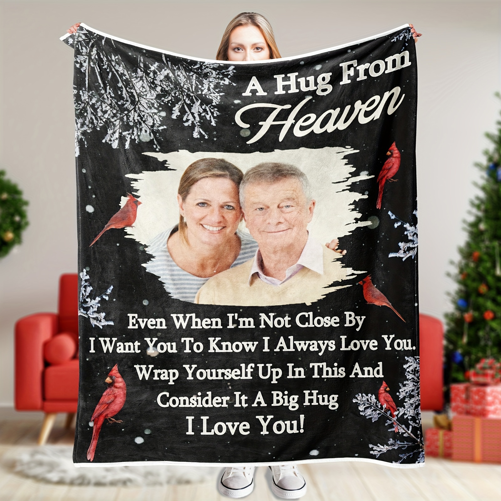 

Personalized Custom Photo Memorial Blanket, Sending , Memorial Gift For Family , Mom, Dad, Brother, Sister