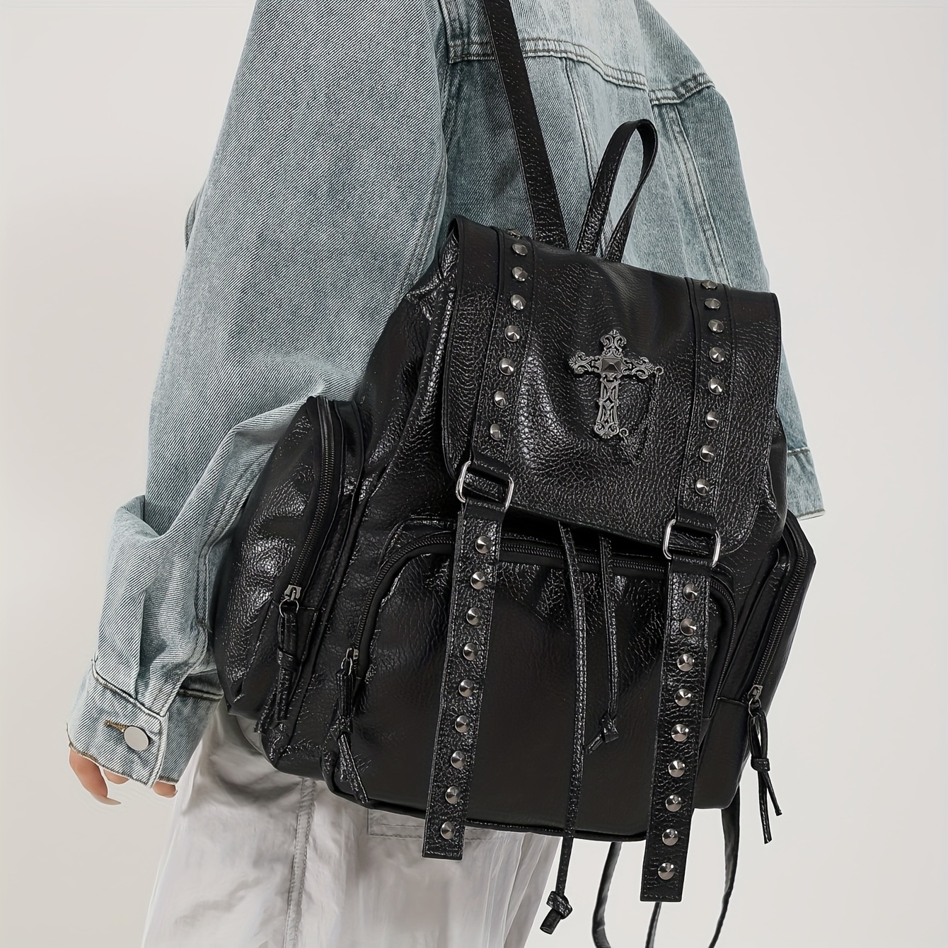original handmade y2k soft backpack dark cross - Temu Slovakia
