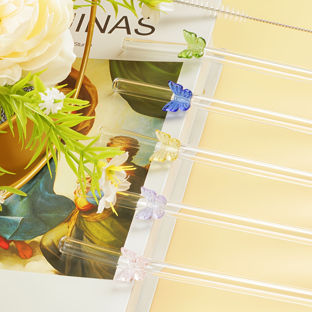 7 en verre réutilisables style papillon élégant rose - Temu France