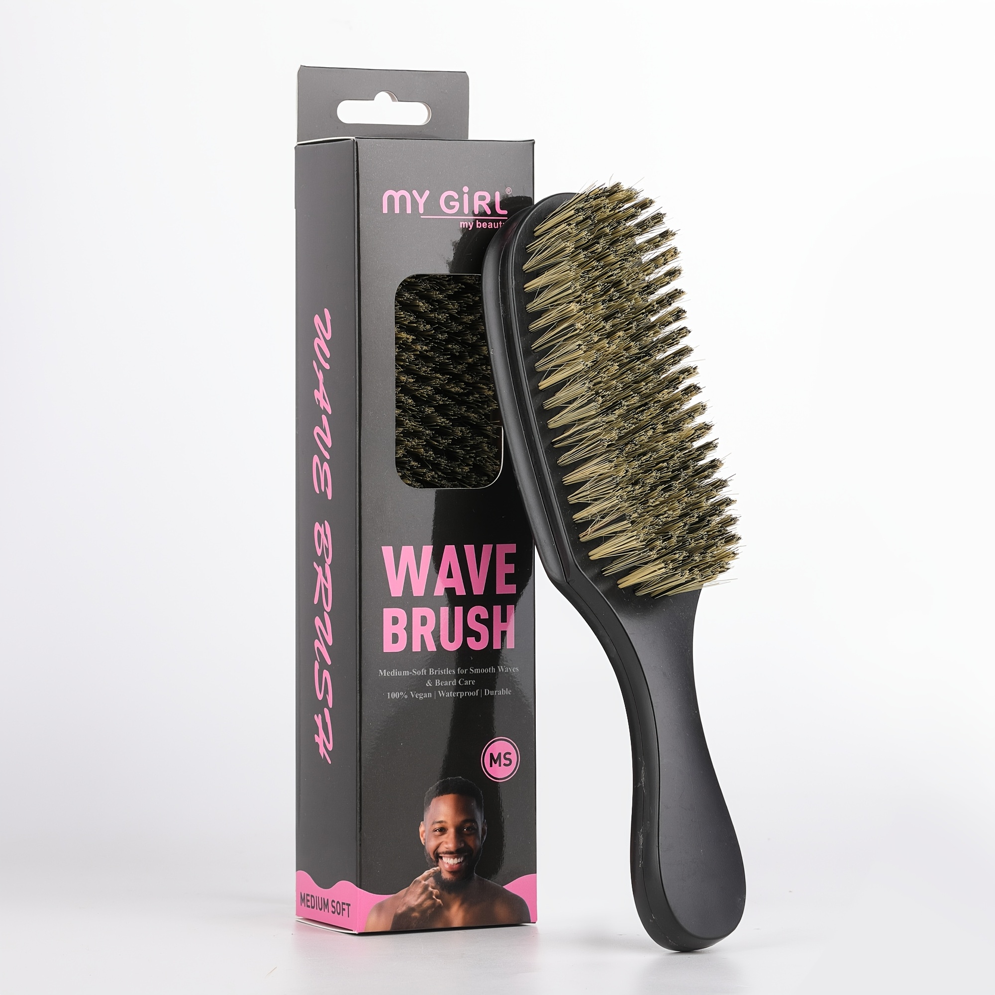 TEMU 1 Wave Comb, Professional Hair Brush And Beard Brush, Men's Hair Brush, Waterproof And Durable Styling Tool, Smooth Waves And Beard Care,