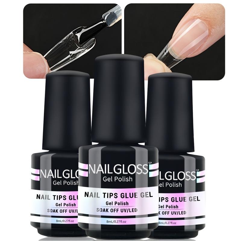 3pcs Nallgloss Professional Liquid Nail Suitable For Acrylic Nails, Press On Nails, False Nail Tips - , Strong Bonding For , Durable & Long-lasting For Diy Nail