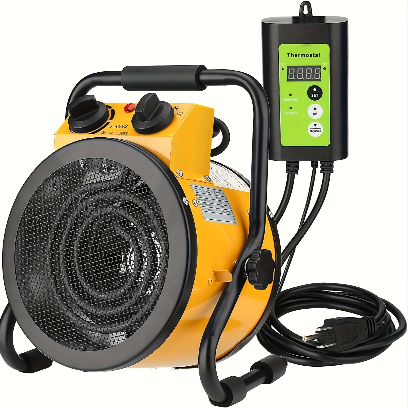 

Greenhouse Heater With Thermostat, Electric Space Heaters For Grow Tent, Fast Heating, Protection, Portable Heater For , , Patio, Yellow