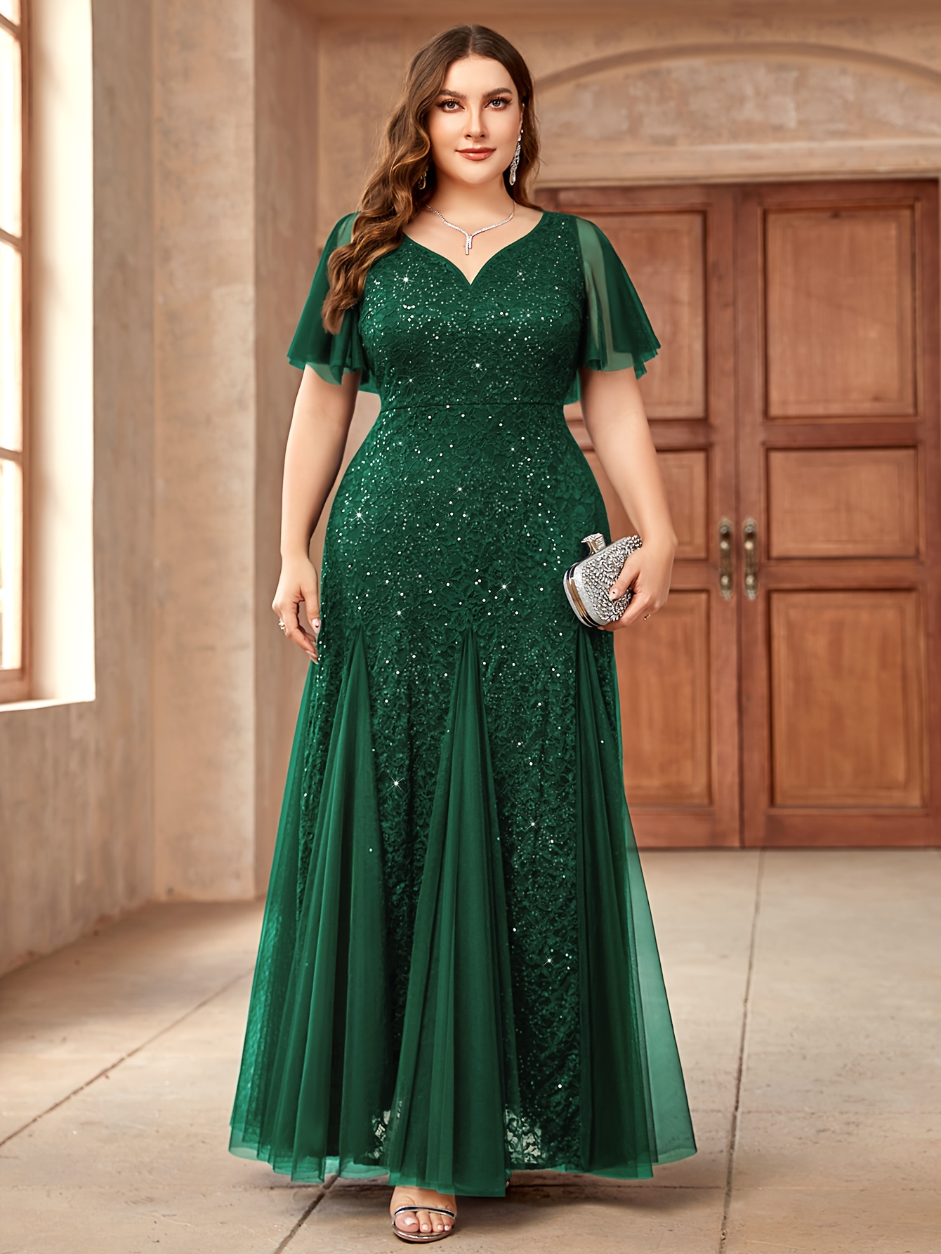 Formal Dresses Purple Plus Size Evening Gowns Dillards Plus Size P24234  Elegant Plus Size Womens Sequin Lace Temu