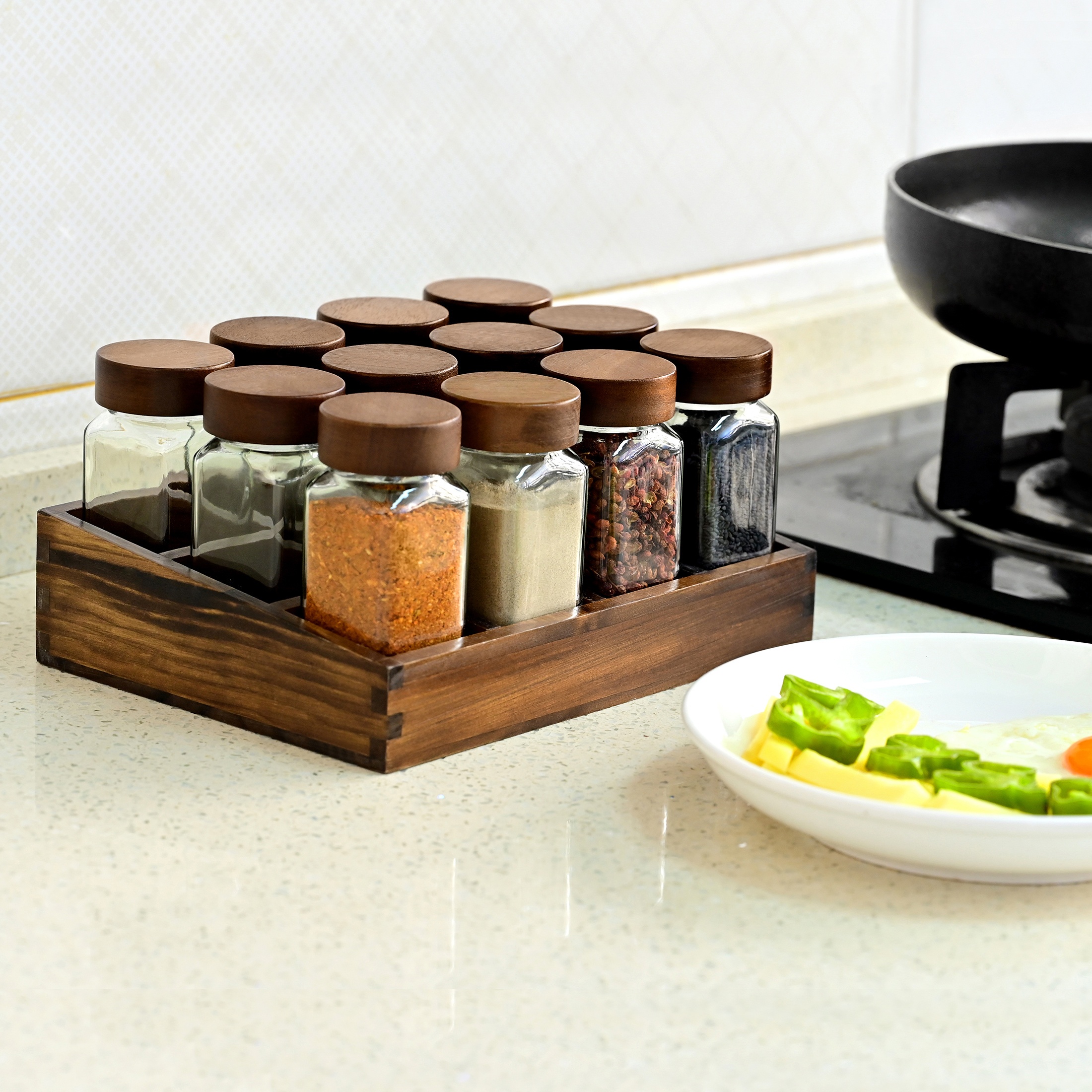 fyrkantig kryddburksats med lock: 12/24/35 kryddburkar med - Temu Sweden