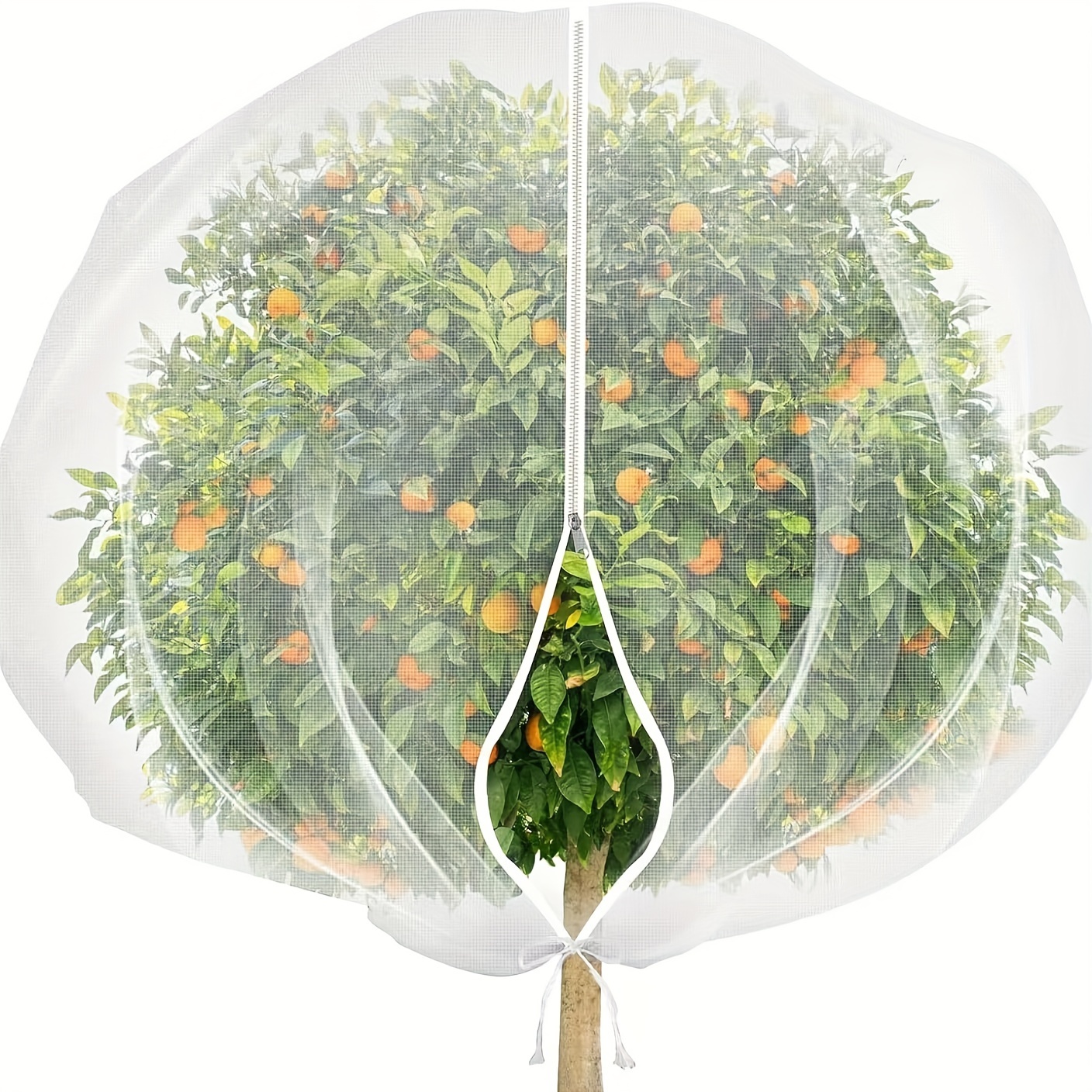 4 件装带拉链的pe 材料花园网袋，用于水果和蔬菜的植物保护网罩，防鸟网袋，防昆虫蝉松鼠，多种尺寸防护网-