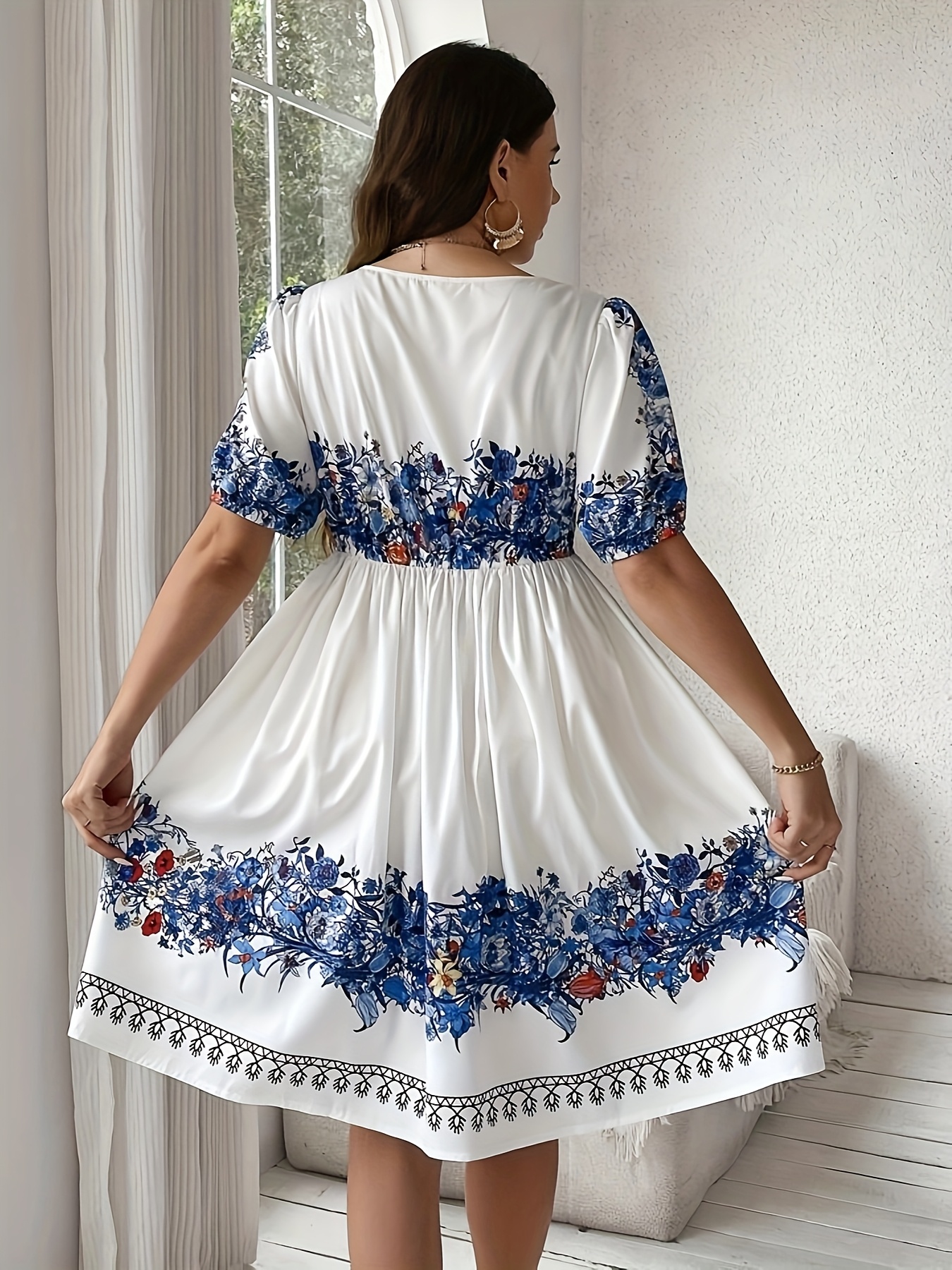 women's plus size dress elegant design blue Temu Pakistan