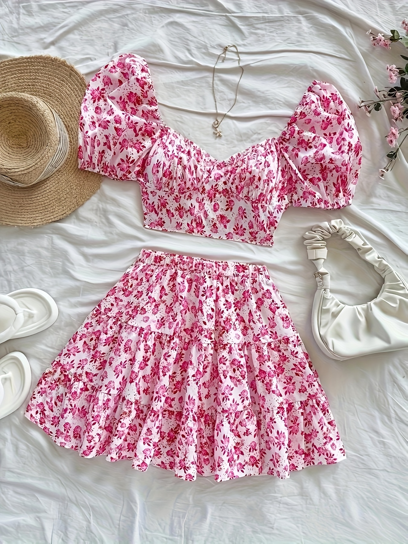 white christmas dresses Mint Two-Piece Dress Set - Crop Top & Skirt Set