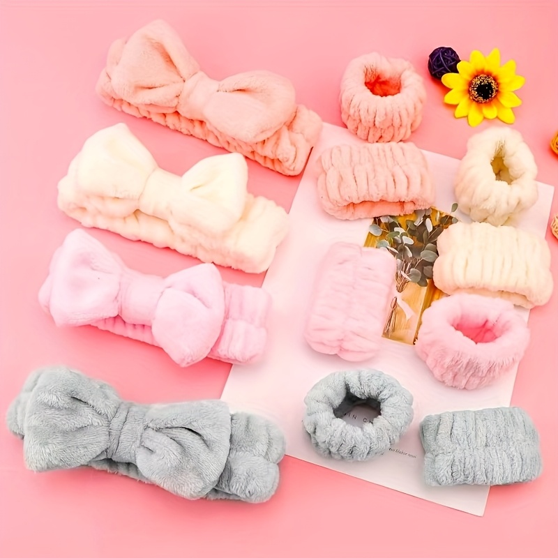 3pcs make up facial cleansing set elasticated pouf headband absorbent hand strap ideal gift for christmas new year headband anti slip hand strap water absorbent suitable for facial cleansing skincare make up details 3