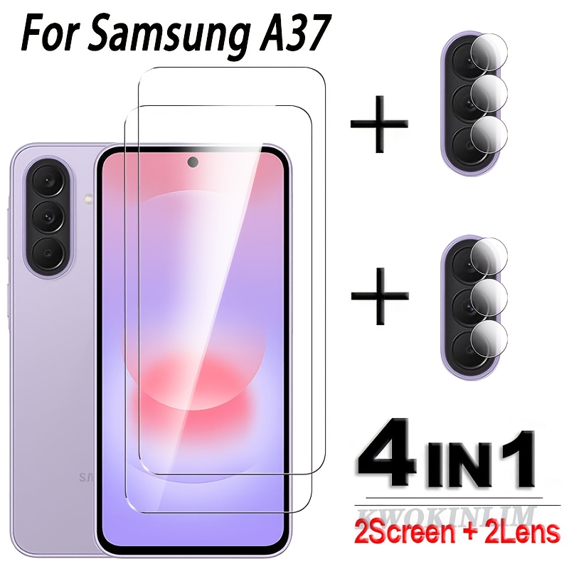 TEMU 4-in-1 For A37 Protector For A37 Tempered Glass Camera Lens Film For A37 Screen Protector Tempered Glass