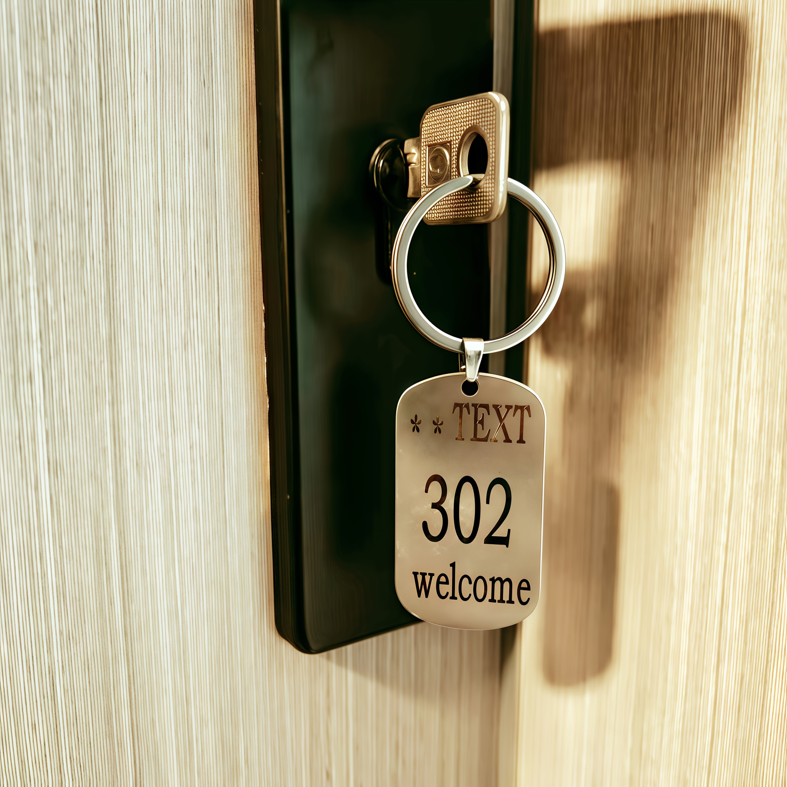 

Custom Engraved Stainless Tag - , Personalized & Welcome Message, Hotel And B& Pendant