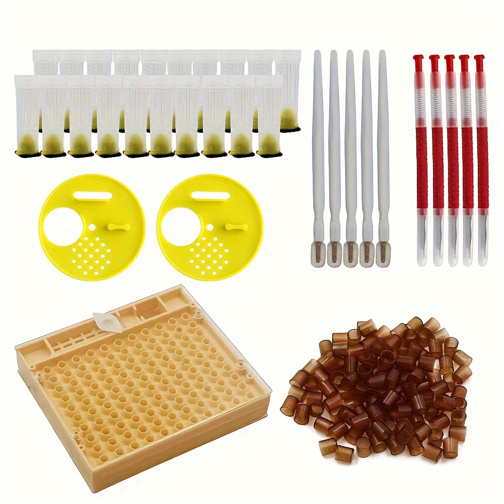 

1 Pack, Plastic Queen Rearing System Beekeeping Grafting Kit Tool Royal Jelly Squeegee Pen Cultivating Box Cell Cups Beehive Box Entrance Gate