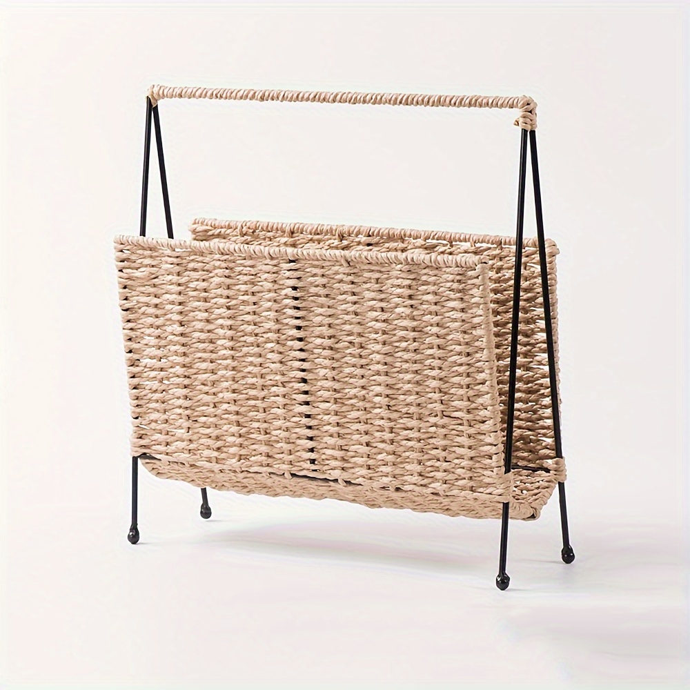 TEMU 1pc Magazine Newspaper Basket Book Rack Free Standing Storage Rack Holder