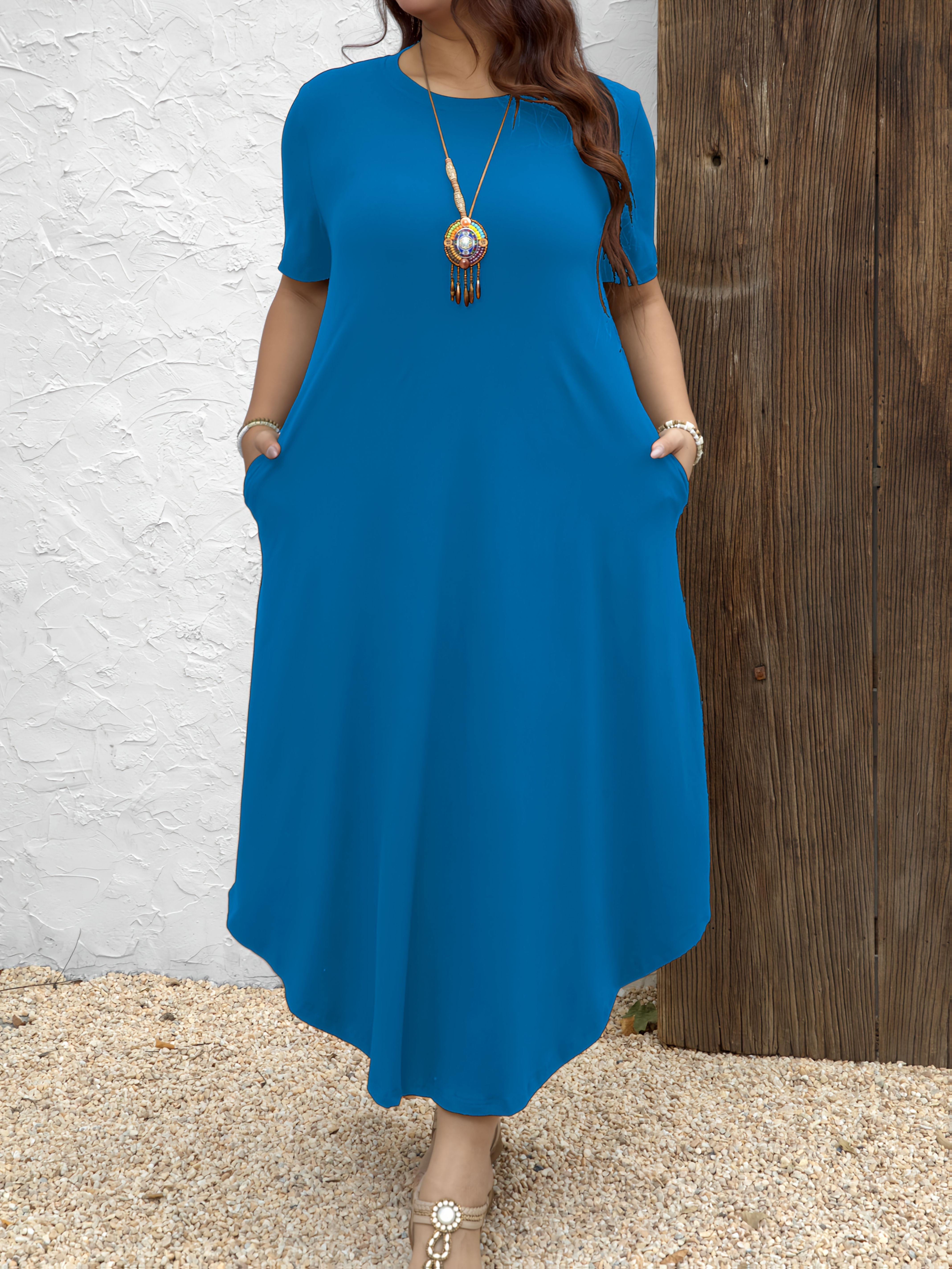 white christmas dresses Navy Cotton Sleeveless Midi Dress - Casual Dresses main image 1
