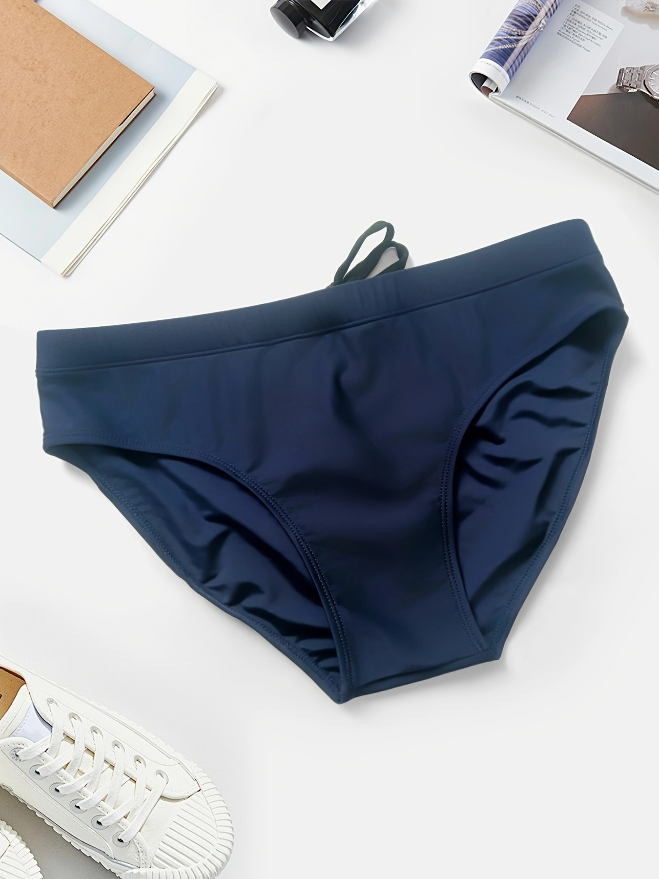 1pc mens swim briefs summer swimming speed training pants solid color elastic low waist shorts comfortable breathable swim trunks