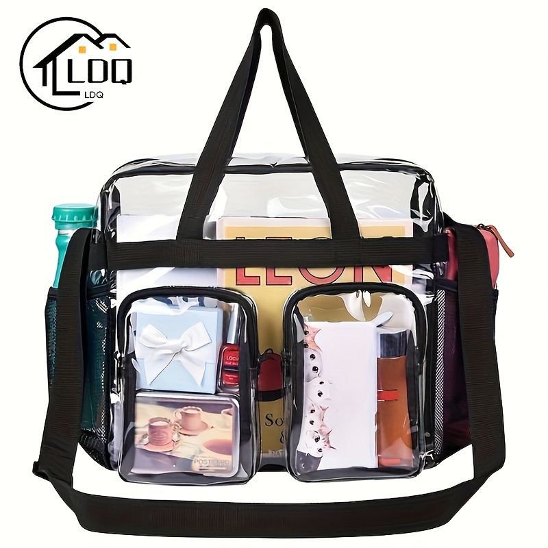 

Ldq Stylish Clear Pvc Crossbody Bag With Multiple Pockets - Water-resistant, Stadium Approved For Beach, Sports & - Trendy Women' Accessory