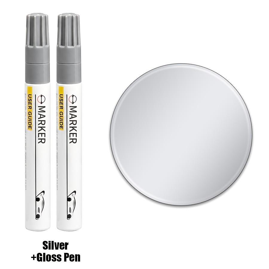 TEMU Vehicle Surface Color Marker Pen Set, Universal Car Care Tool With Shine Finishing Pen;(1 Color Repair Pen + 1 Gloss Finishing Pen Set)
