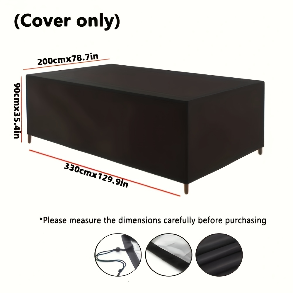 Image of 1pc 129.9 X 78.7 X 35.43in Patio Furniture Covers, Extra Large Square Outdoor Cover Heavy Duty Oxford Fabric With Storage Bag, Fits Dining Square Table Sofa And Chair