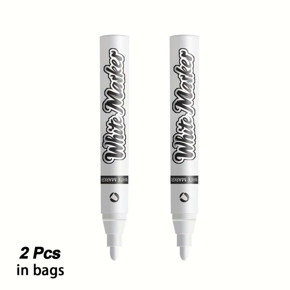 2/ 6/ 12pcs Waterproof White Marker Pens - Permanent Quick Dry Ink, Versatile For Fabric, Wood, Leather, Tire Painting, Artistic Graffiti, And Projects