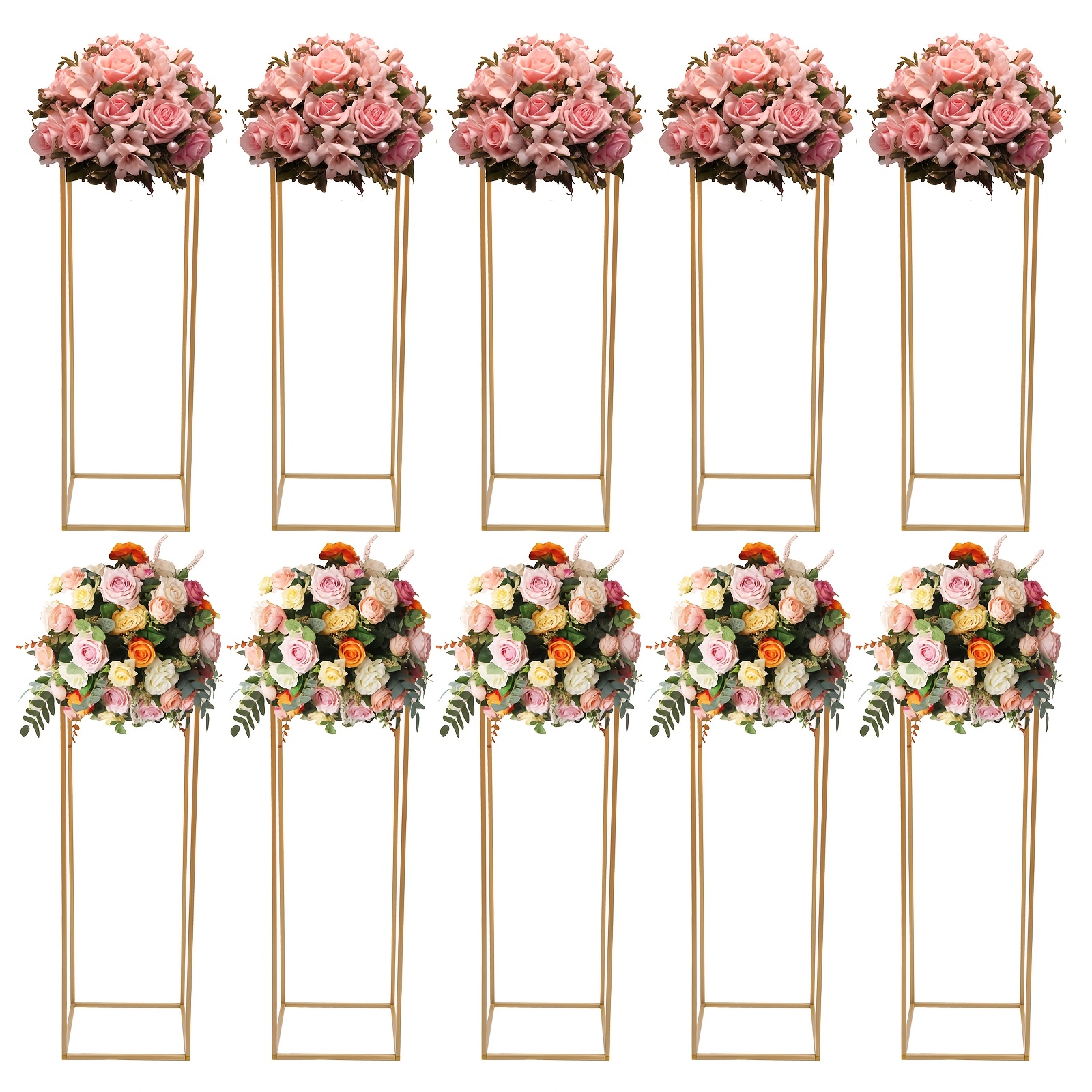 Image of 10pcs Stands For Centerpieces - 31.4" Tall Rectangular Metal Display Stands For Weddings, Parties & Events - Holds 22lbs Each, Easy Assembly, Modern For Diy Decor