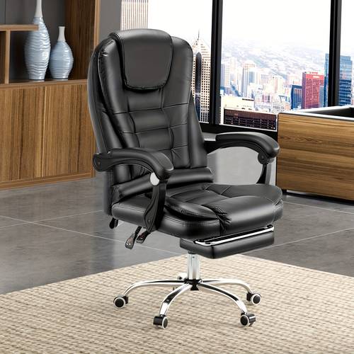 executive office chair with massage ergonomic office chair with footrest adjustable height and armrest reclining 90 125 degrees pu leather comfortable desk chair for home office