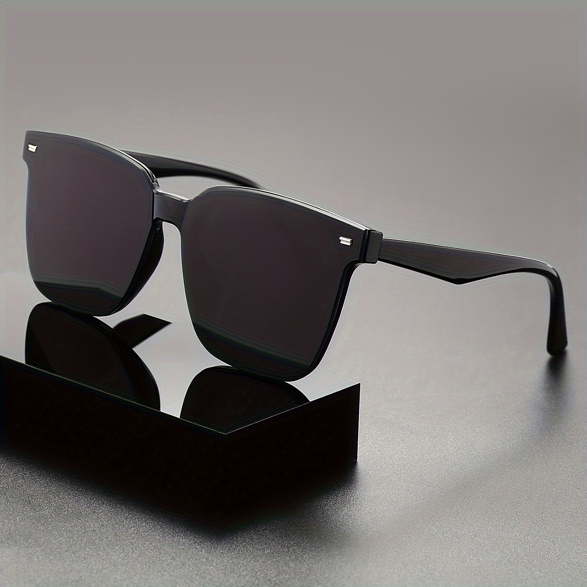 mens stylish square frame fashion glasses rivet detail Temu Georgia